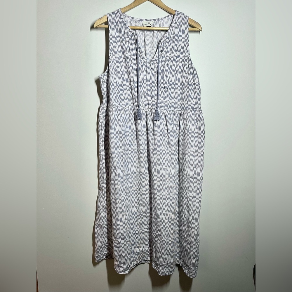Universal Thread Women's Casual Sleeveless LINEN Dress - Size Large Gray Printed